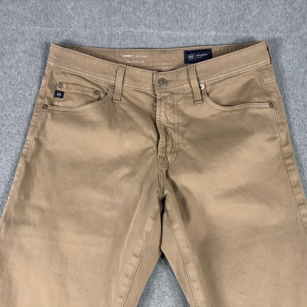 AG Adriano Goldschmied Pants Mens 32x32 Everett Slim Straight Khaki Italy